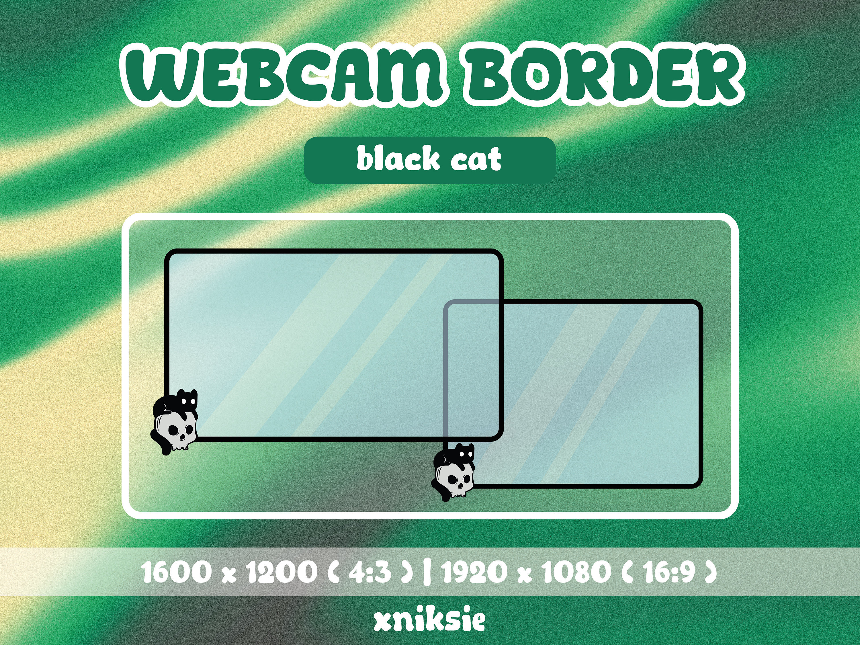Black Cat Stream cam Border Game Capture Frame Twitch Etsy
