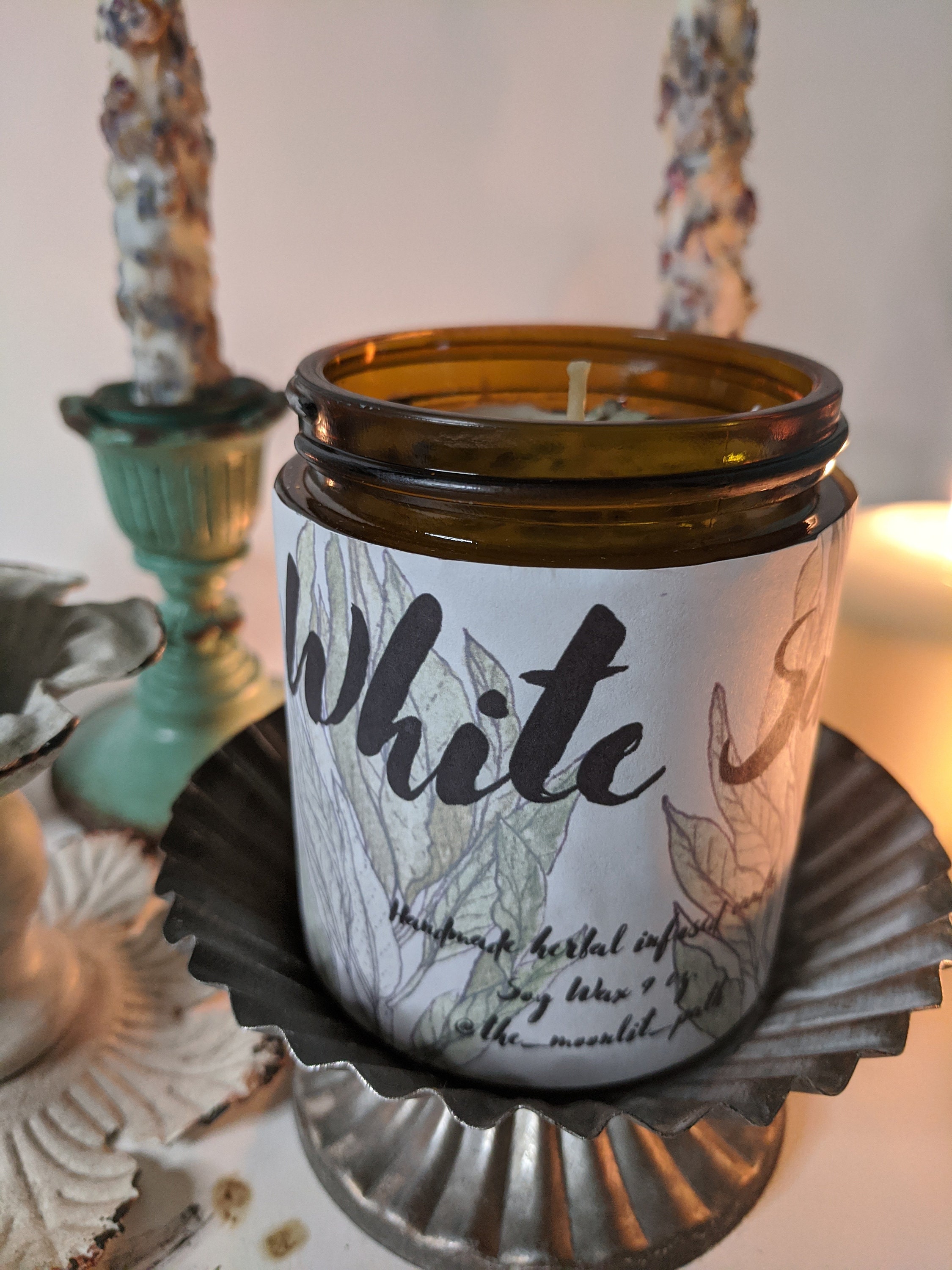 White Sage Herbal Ritual Candle Etsy