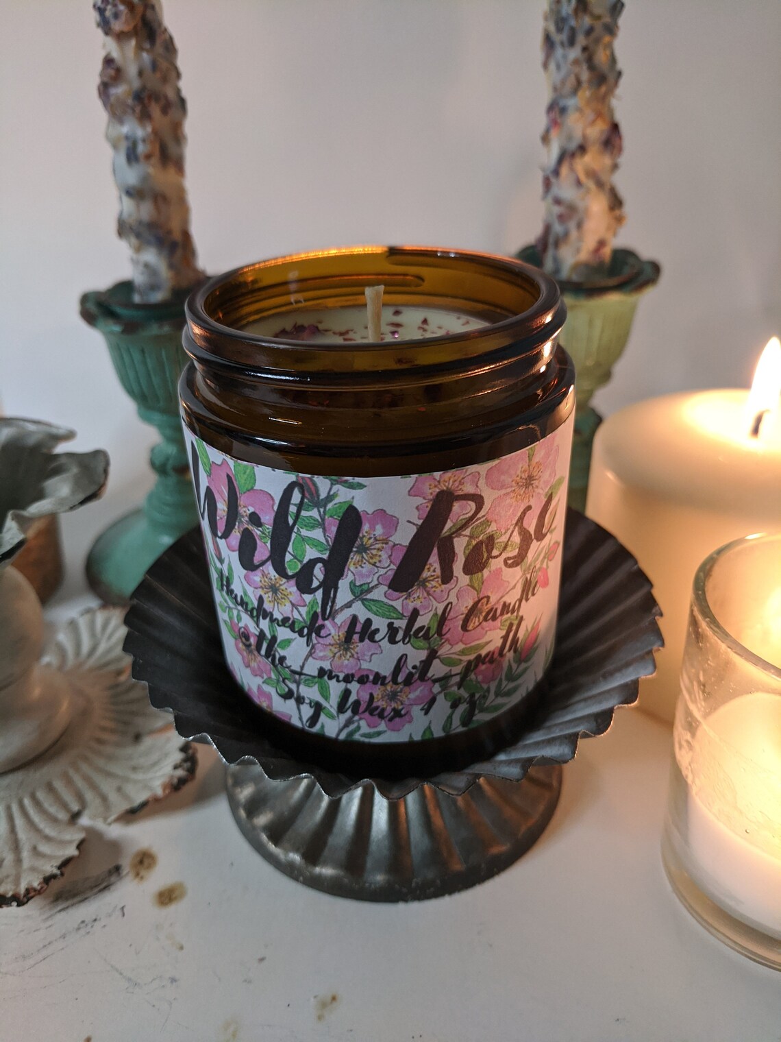Wild Rose Herbal Ritual Candle Etsy