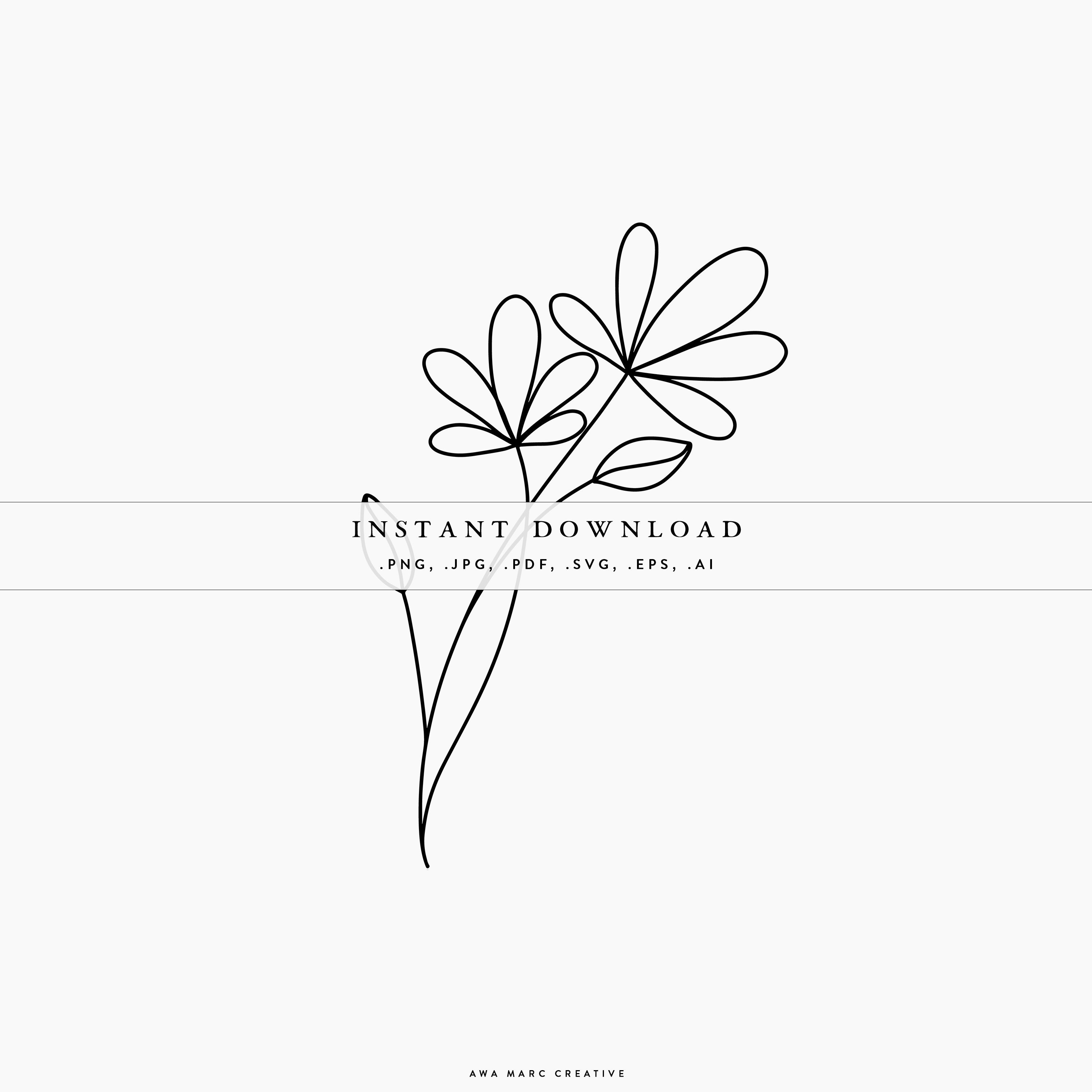 Download Vector Minimal Flowers Simple Floral Design Svg Clipart Etsy