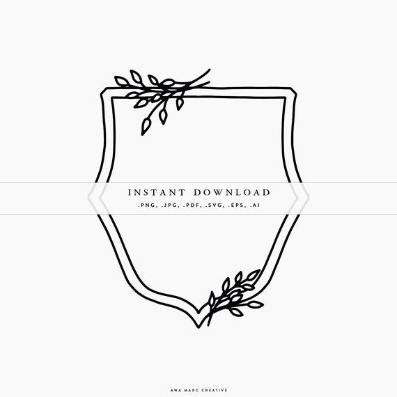 Floral Crest Svg Vector Simple Leaf Clipart Leaves Crest Etsy