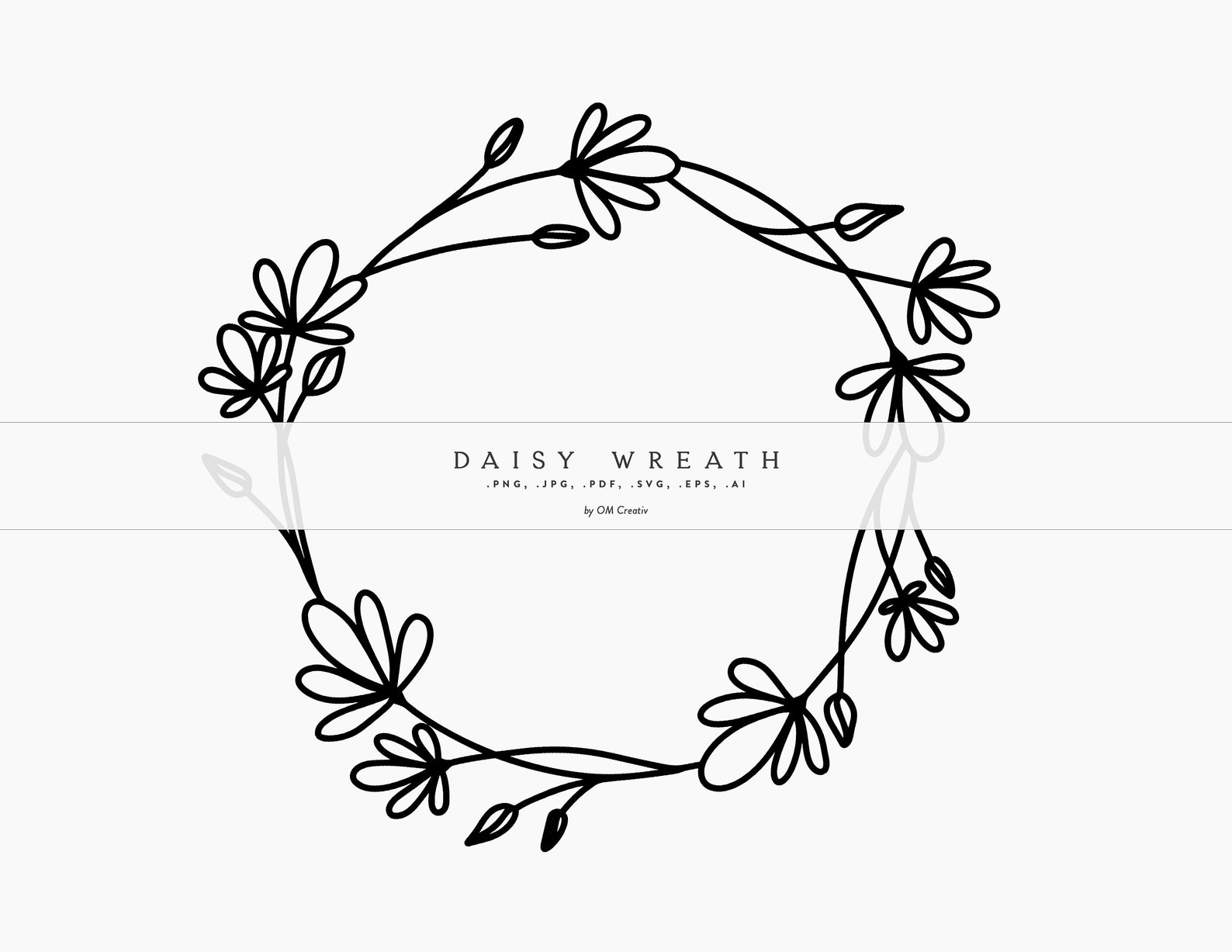 Daisy Wreath, Daisy Clipart, Floral Frame SVG, Daisy SVG, Cricut Items, Daisy Logo Wreath