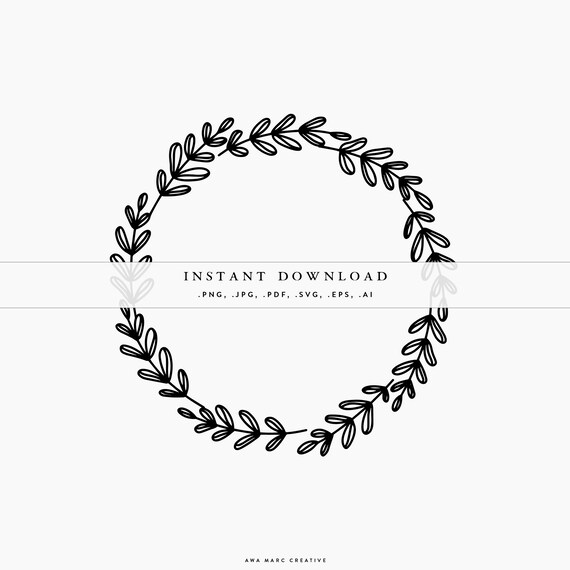 Download Svg Branch Vector Leaves Leaf Clipart Wreath Illustration Etsy