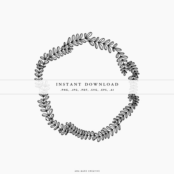 Download Elegant Monogram Wreath Round Frame Monogram Frame Svg Cricut Cut Files Vector Wreath Design Leaves Illustration Floral Frame Design Digital Drawing Illustration Deshpandefoundationindia Org