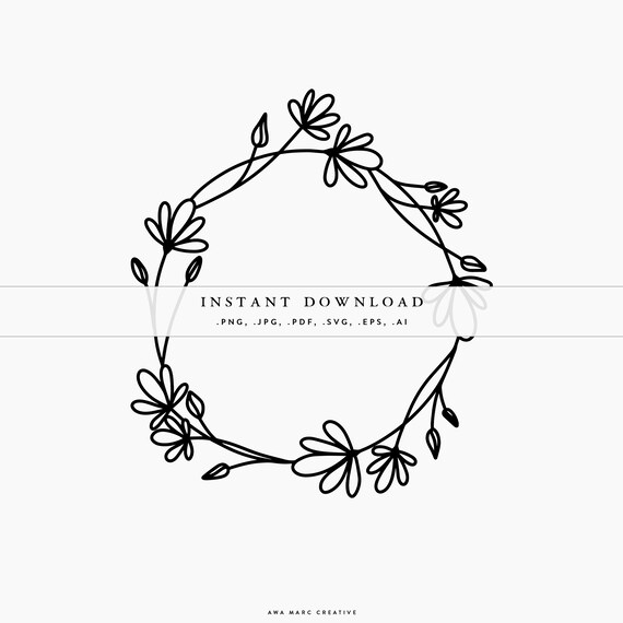 Download Black Vector Floral Wreath Wreath Svg File Circle Wreath Clip Art Vector Frame Round Monogram Flowers