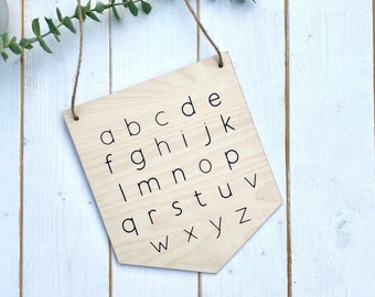 Minimalist Alphabet Pennant, Sign, Wall Hanging, Nursery Decor, Wall Decor, Gift