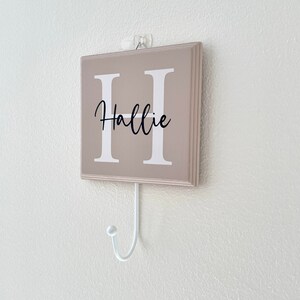 Personalised Kids Wooden Coat Hook - Custom Name - Metal Hook - Wall Decor