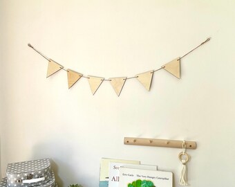 Wooden Triangle Garland, Nursery Decor, Wall Hanging, Bunting, Wall Decor, Gift