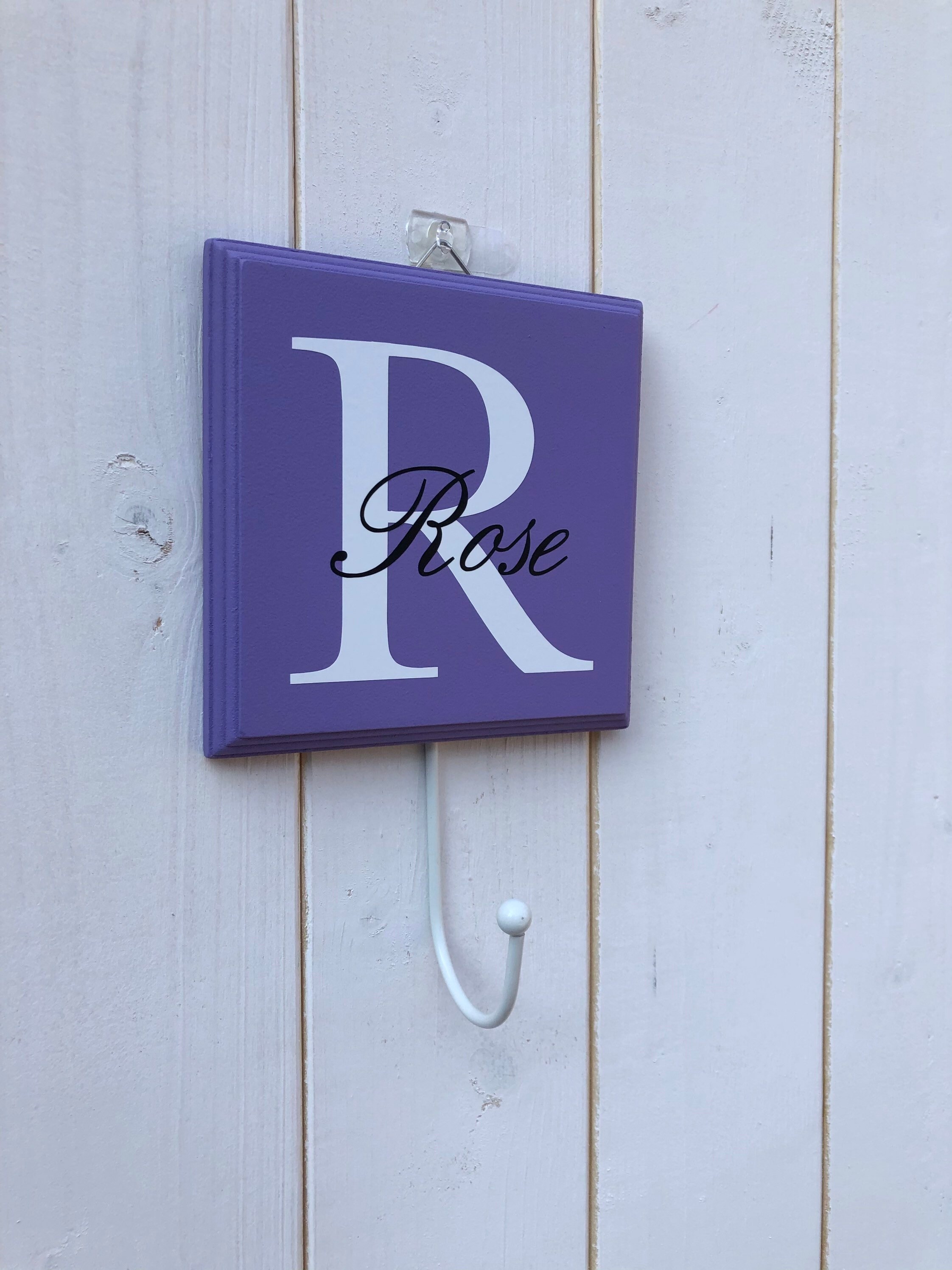 Wooden Coat Hook Name Children's Kids Metal Hook Etsy UK