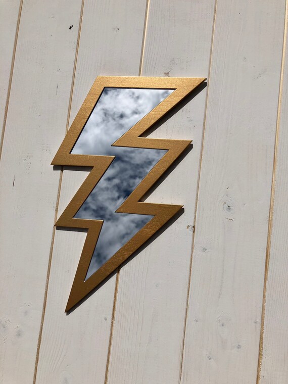 Lightning Bolt Acrylic Wall Mirror Gold Ready To Post Etsy