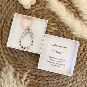 Beste Schwester Personalisierter Herz-Schlüsselanhänger Rosegold in Geschenkbox Geschenk Schwester, Schwesterherz