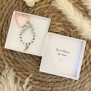 Beste Mama der Welt Personalisierter Herz-Schlüsselanhänger Rosegold in Geschenkbox Geschenk Muttertag, Geschenk Mama