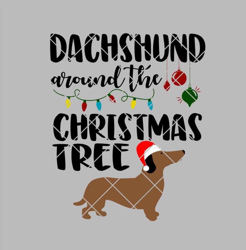 Dachshund Around the Christmas Tree .svg .png .pdf .eps .dxf - Etsy