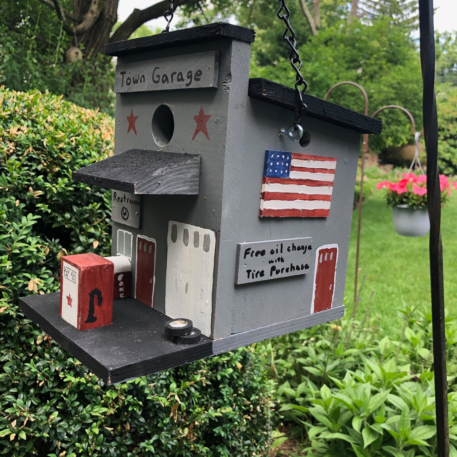 Handmade Solid Wood Birdhouse Town Garage Style Mechanic Etsy