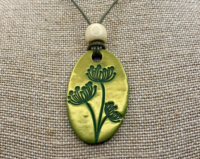 Botanical Dandelion Pendant Necklace - Clay Jewelry - Mountain Flower Necklace - Handmade Jewelry