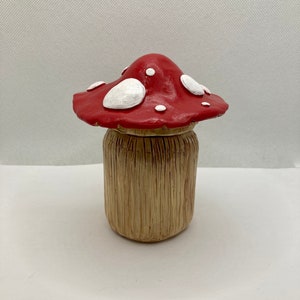 Mushroom Jar - Mushroom Stash Jar - Tall Mushroom Container - Handmade Mushroom Jar
