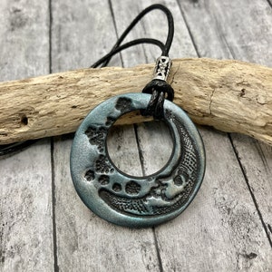 Crescent Moon Necklace - Clay Moon Necklace - Night Child Charm - Gothic Jewelry -Handmade Jewelry
