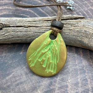 Sagebrush leaf Necklace - Polymer Clay Leaf Pendant - Small Outdoor Charm - Handmade Jewelry