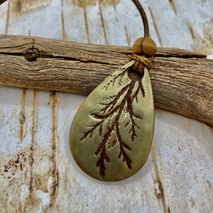 Spruce Leaf Necklace - Leaf Pressed Clay Jewelry - Boho Necklace -Handmade Jewelry