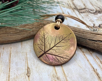 Autumn Maple Leaf Pressed Necklace - Clay Necklace - Leaf Pendant -Handmade Jewelry