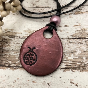Ladybug Necklace - Clay ladybug jewelry - Boho Necklace - Polymer Clay Jewelry -Handmade Jewelry
