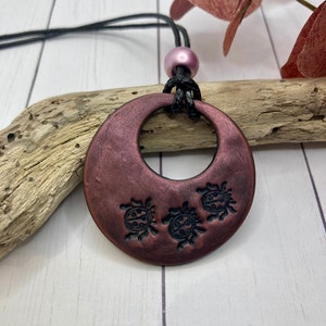 Handmade Ladybug Pendant Necklace: Black Polymer Clay Boho Jewelry
