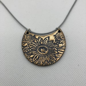 Sunflower Necklace - Sunflower Clay Jewelry -Handmade Sunflower pendant