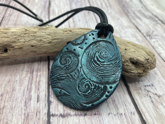 Stormy Sea Wave Necklace - Beach Waves - Windy Sky Pendant -Handmade Jewelry