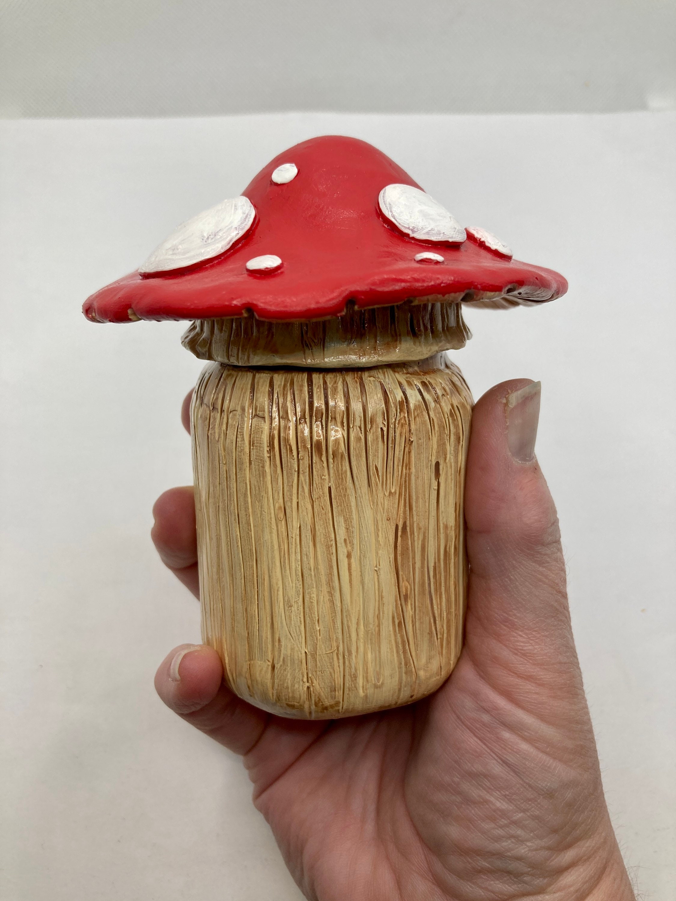 Mushroom Jar Mushroom Stash Jar Tall Mushroom Container Handmade Mushroom  Jar 