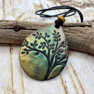 Tree Necklace - Polymer Clay Tree Pendant - Outdoor Tree Lover Charm - Handmade Jewelry