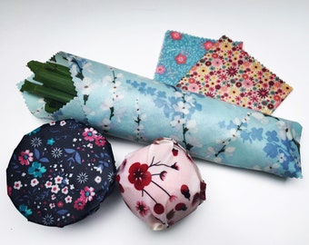 Beeswax wrap - Set of 4 wraps (Mini, Small, Medium, Large 15 20 25 30 cm) - Selection of floral prints – Ireland