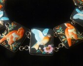 Toshikane Porcelain Tile Bracelet with Birds