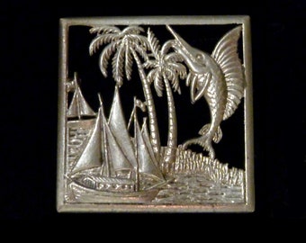 Sailfish Brooch Florida Souvenir 800 Silver