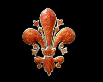 Victorian French Enamel Fleur-de-Lis Brooch