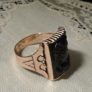 14K Gold Black Onyx Cameo Ring image 6