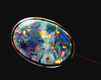 18K Black Opal Victorian White Gold Stickpin