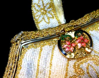 Art Deco French Beaded Enameled Purse 1920s to   1930s