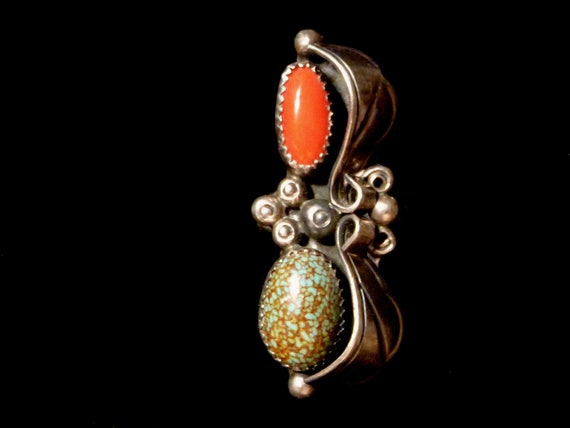Native American Coral Turquoise Ring