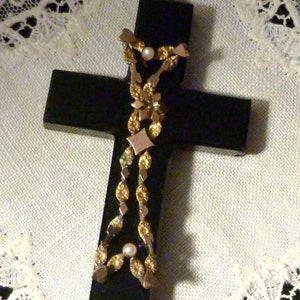 Victorian Jet Cross with Hearts, Arrows, and Pearls image 6