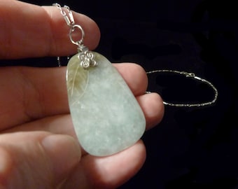 Jade Pendant with Sterling Necklace