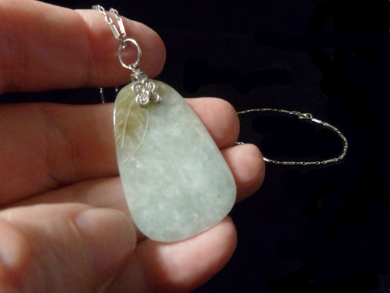 Jade Pendant with Sterling Necklace - image 1