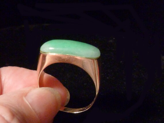 14K Apple Jade Saddle Ring