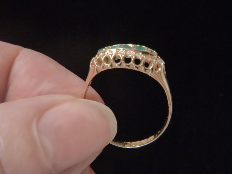 18K Emerald and Diamond Victorian Boat Ring bild 6