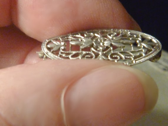 14K White Gold Krementz Filigree Edwardian Petite… - image 6