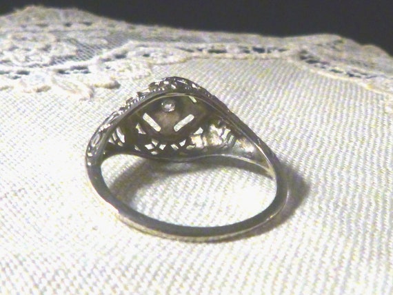 Victorian Filigree Diamond Ring 1910 - image 9