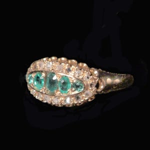 18K Emerald and Diamond Victorian Boat Ring bild 10