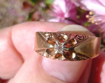 10K Gold Old Swiss Cut Diamond Ring