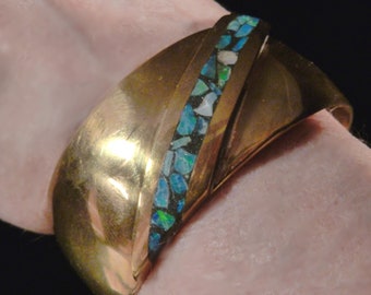 Polished Brass with Abalone Inlay Cuff Bracelet