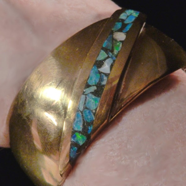 Polished Brass with Abalone Inlay Cuff Bracelet