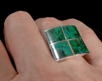950 Silver Turquoise Inlay Mexico Ring
